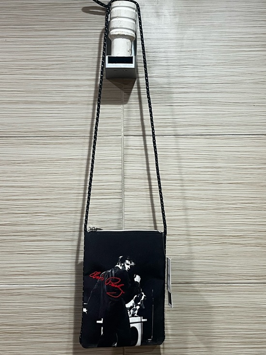 Elvis Presley Handbags - Elvis Presley Black Graphic Crossbody Bag with Red Script